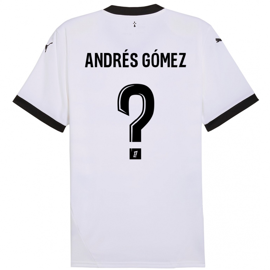 Kids Football Carlos Andrés Gómez #0 White Black Away Jersey 2024/25 T-Shirt Uk