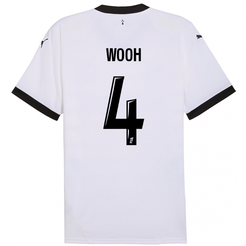 Kids Football Christopher Wooh #4 White Black Away Jersey 2024/25 T-Shirt Uk