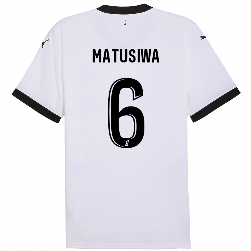 Kids Football Azor Matusiwa #6 White Black Away Jersey 2024/25 T-Shirt Uk