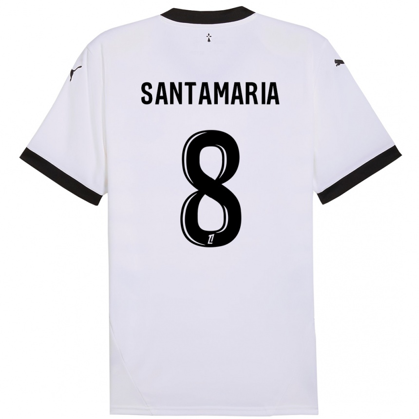 Kids Football Baptiste Santamaria #8 White Black Away Jersey 2024/25 T-Shirt Uk