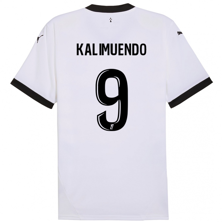 Kids Football Arnaud Kalimuendo #9 White Black Away Jersey 2024/25 T-Shirt Uk