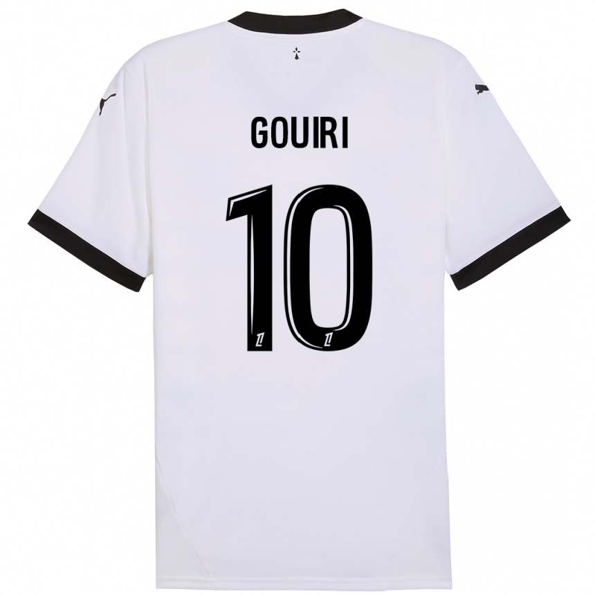 Kids Football Amine Gouiri #10 White Black Away Jersey 2024/25 T-Shirt Uk