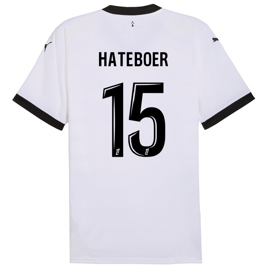 Kids Football Hans Hateboer #15 White Black Away Jersey 2024/25 T-Shirt Uk