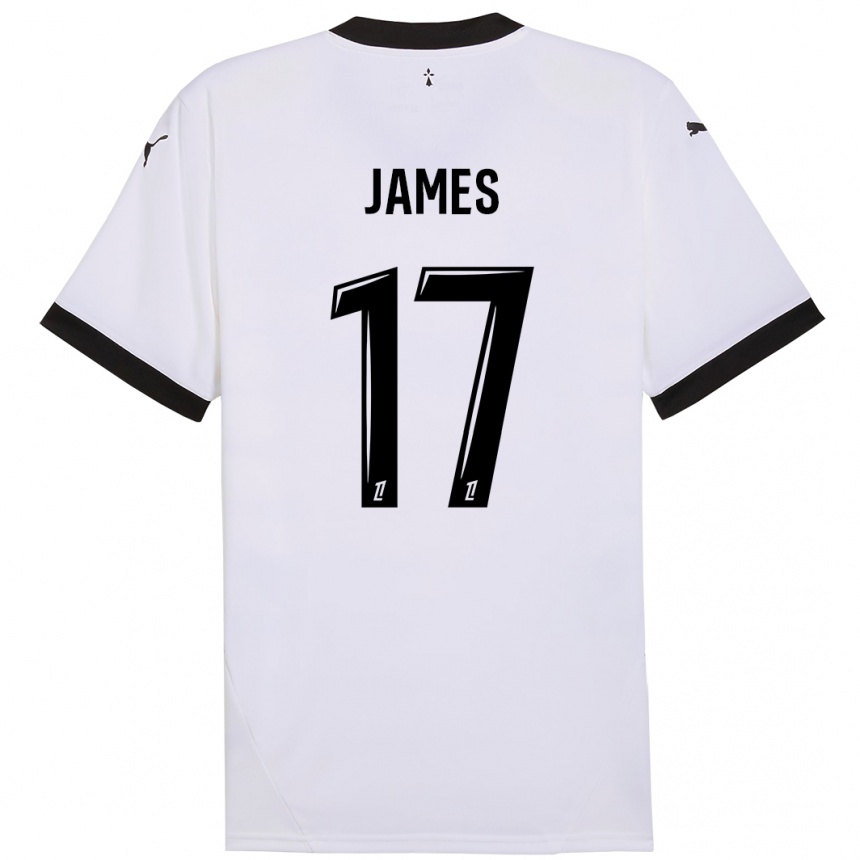 Kids Football Jordan James #17 White Black Away Jersey 2024/25 T-Shirt Uk