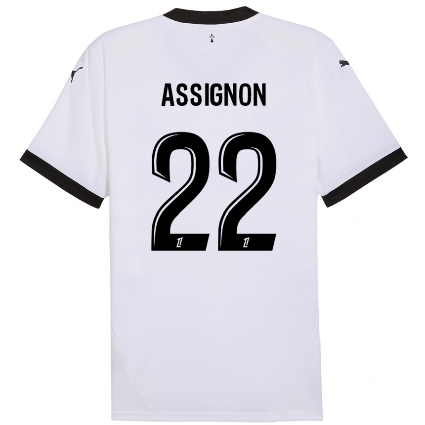 Kids Football Lorenz Assignon #22 White Black Away Jersey 2024/25 T-Shirt Uk