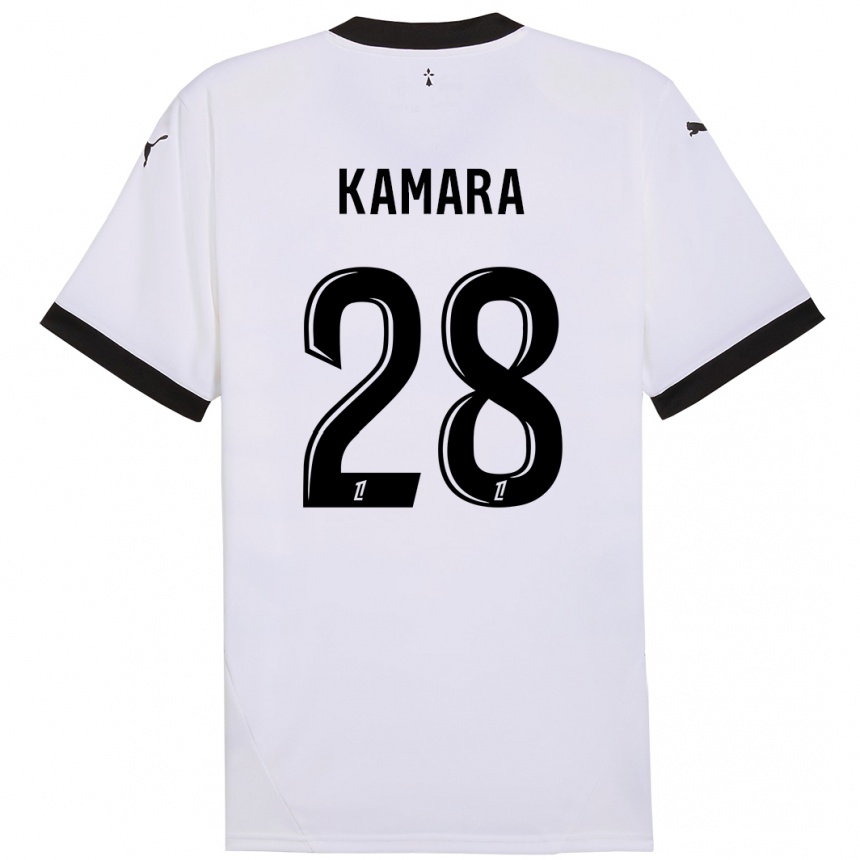 Kids Football Glen Kamara #28 White Black Away Jersey 2024/25 T-Shirt Uk