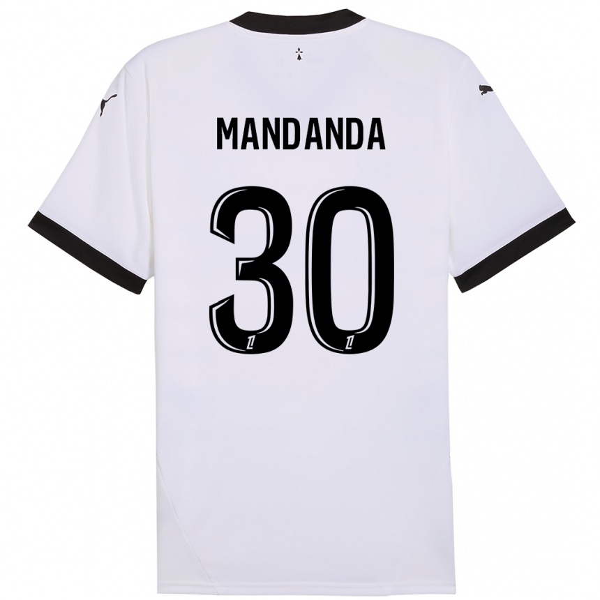 Kids Football Steve Mandanda #30 White Black Away Jersey 2024/25 T-Shirt Uk