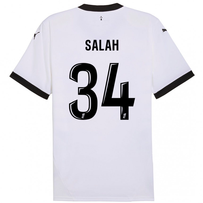 Kids Football Ibrahim Salah #34 White Black Away Jersey 2024/25 T-Shirt Uk