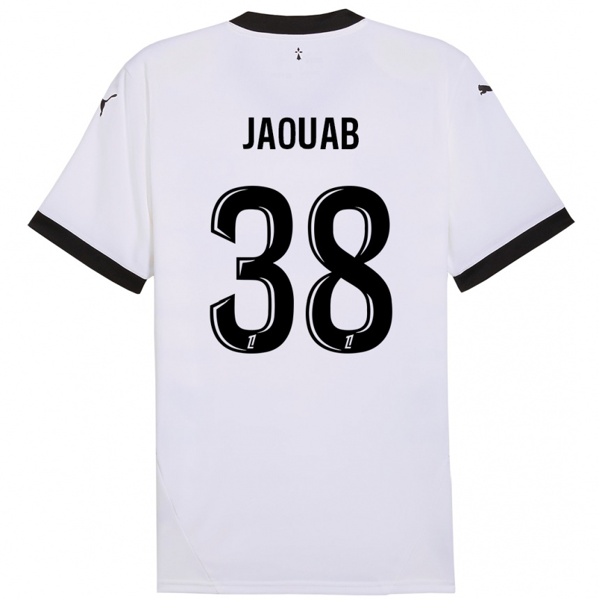 Kids Football Mohamed Jaouab #38 White Black Away Jersey 2024/25 T-Shirt Uk