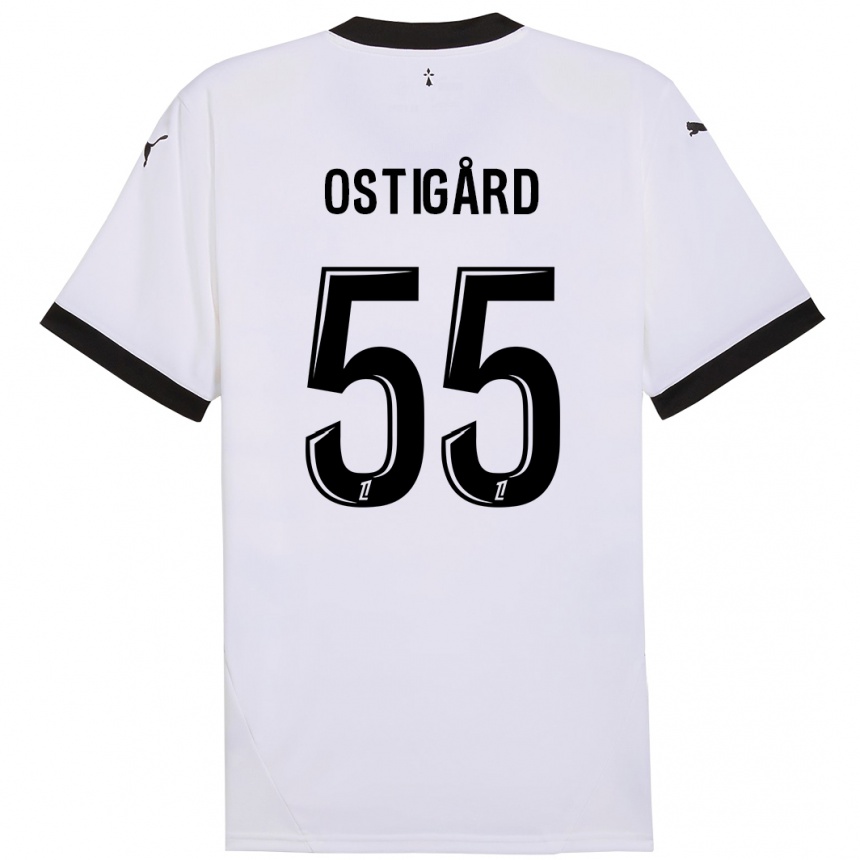 Kids Football Leo Ostigard #55 White Black Away Jersey 2024/25 T-Shirt Uk