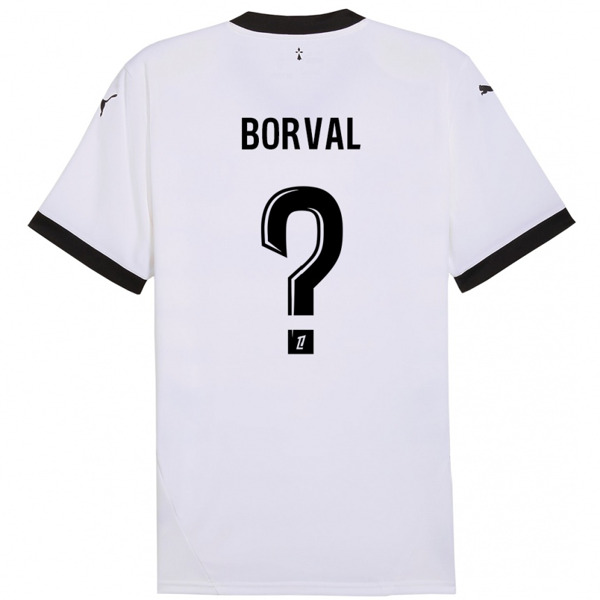 Kids Football Cyril Borval #0 White Black Away Jersey 2024/25 T-Shirt Uk