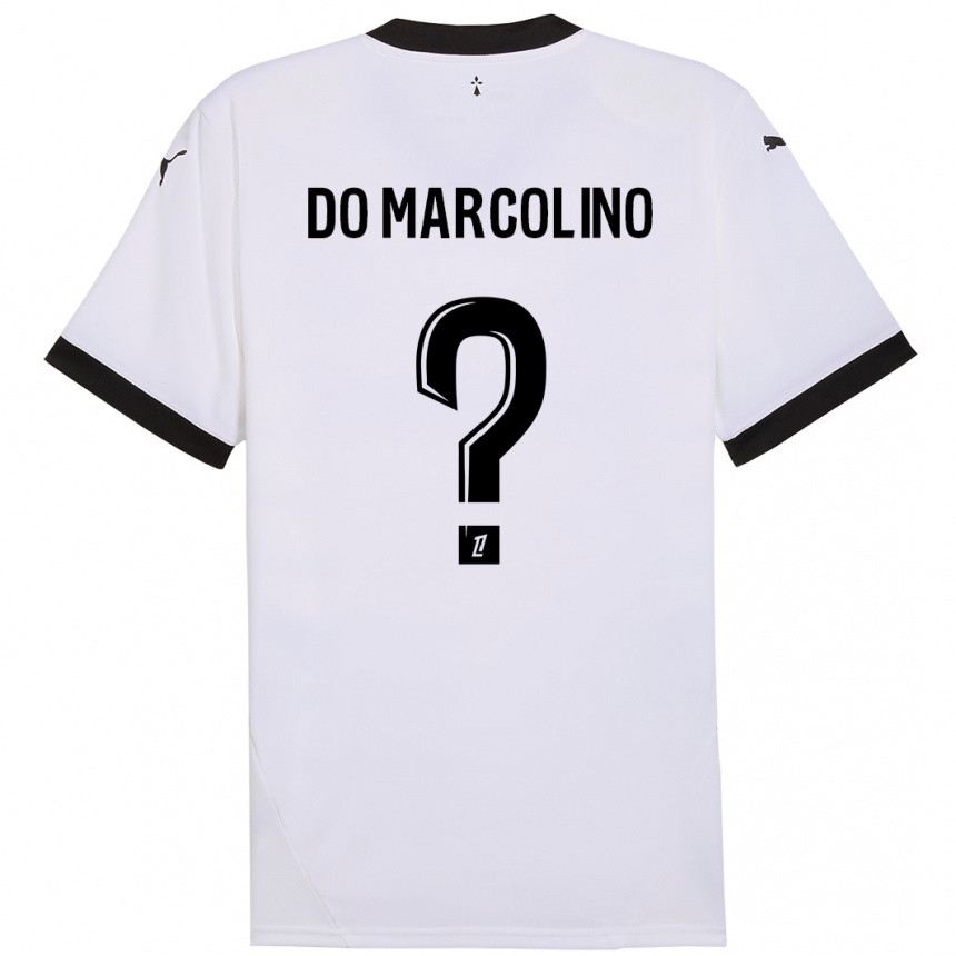 Kids Football Arsène Do Marcolino #0 White Black Away Jersey 2024/25 T-Shirt Uk