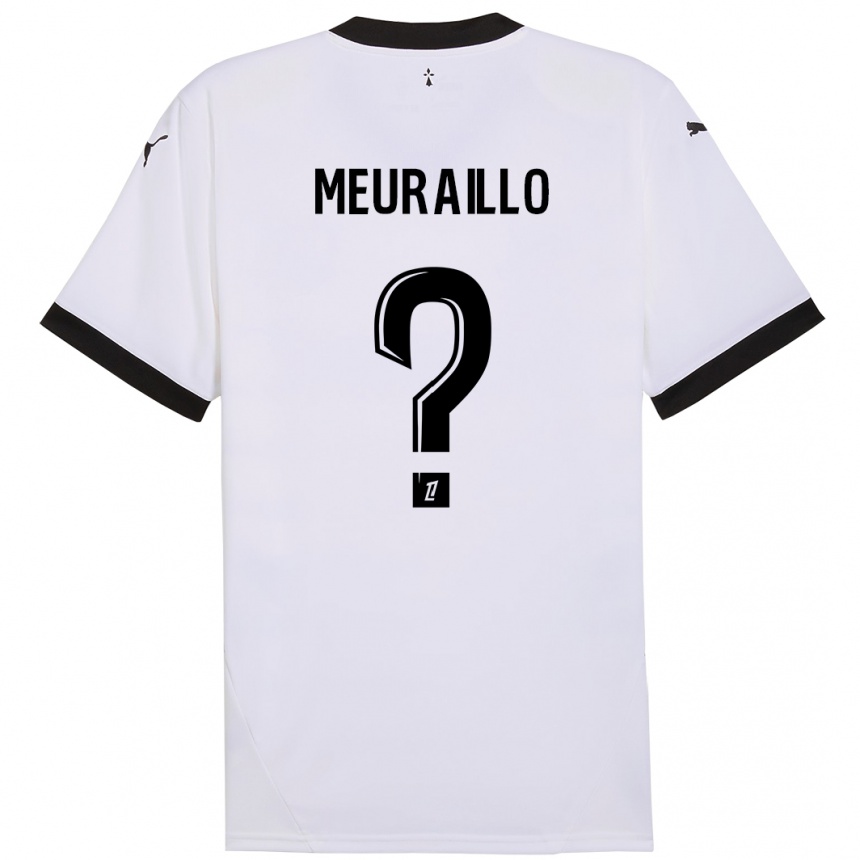 Kids Football Thâo Mouapa Mwa Meuraillo #0 White Black Away Jersey 2024/25 T-Shirt Uk