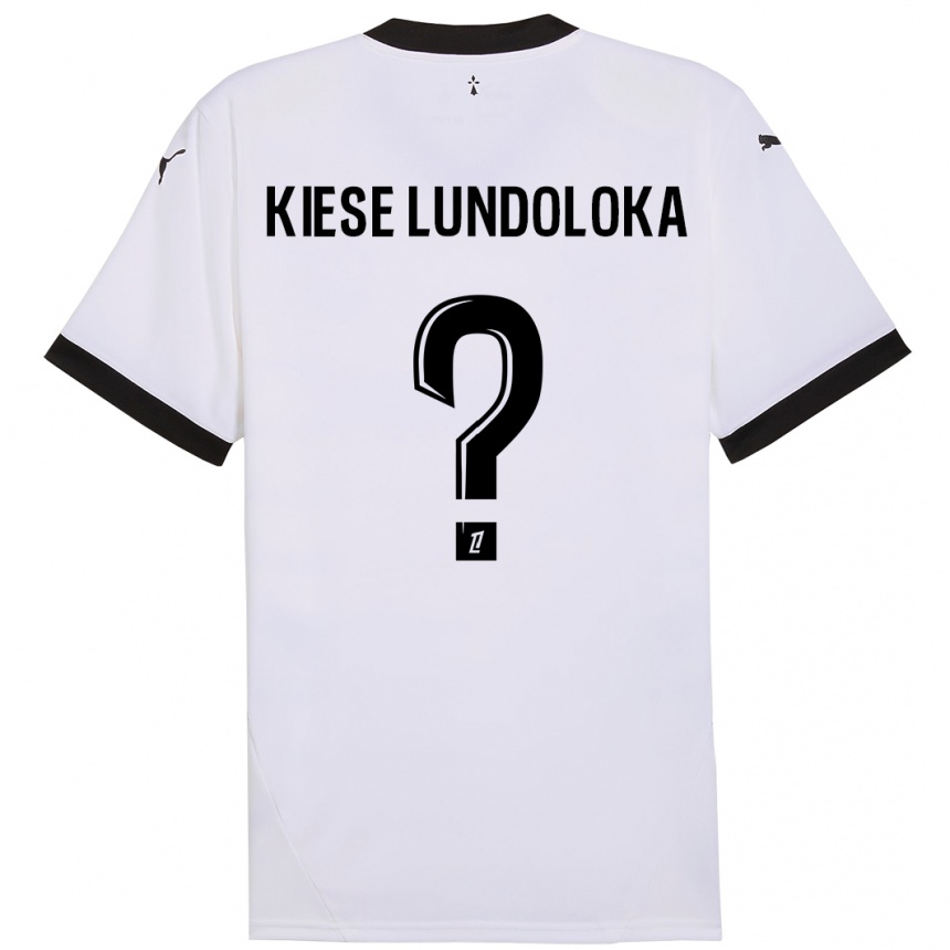 Kids Football Jeanslor Kiese Lundoloka #0 White Black Away Jersey 2024/25 T-Shirt Uk