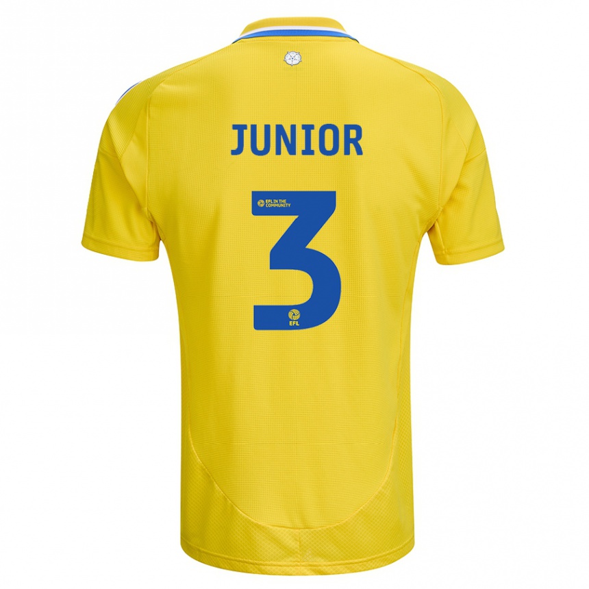 Kids Football Junior Firpo #3 Yellow Blue Away Jersey 2024/25 T-Shirt Uk