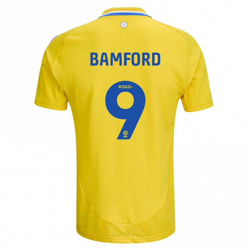 Kids Football Patrick Bamford #9 Yellow Blue Away Jersey 2024/25 T-Shirt Uk