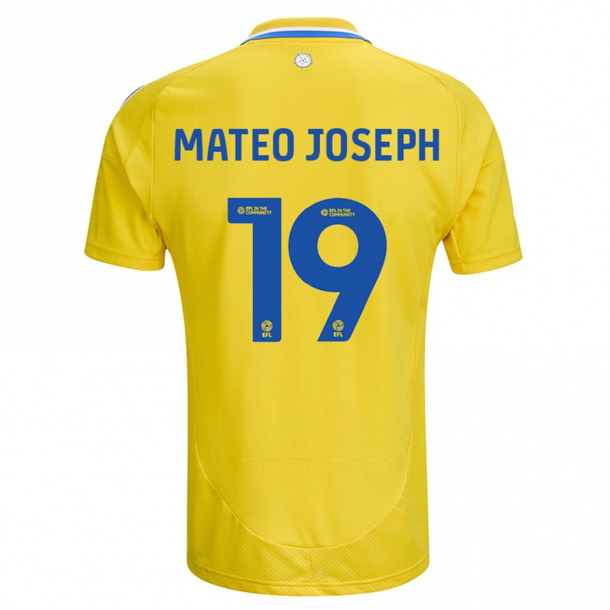 Kids Football Mateo Joseph #19 Yellow Blue Away Jersey 2024/25 T-Shirt Uk