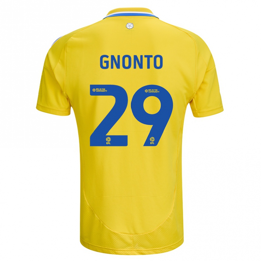 Kids Football Wilfried Gnonto #29 Yellow Blue Away Jersey 2024/25 T-Shirt Uk