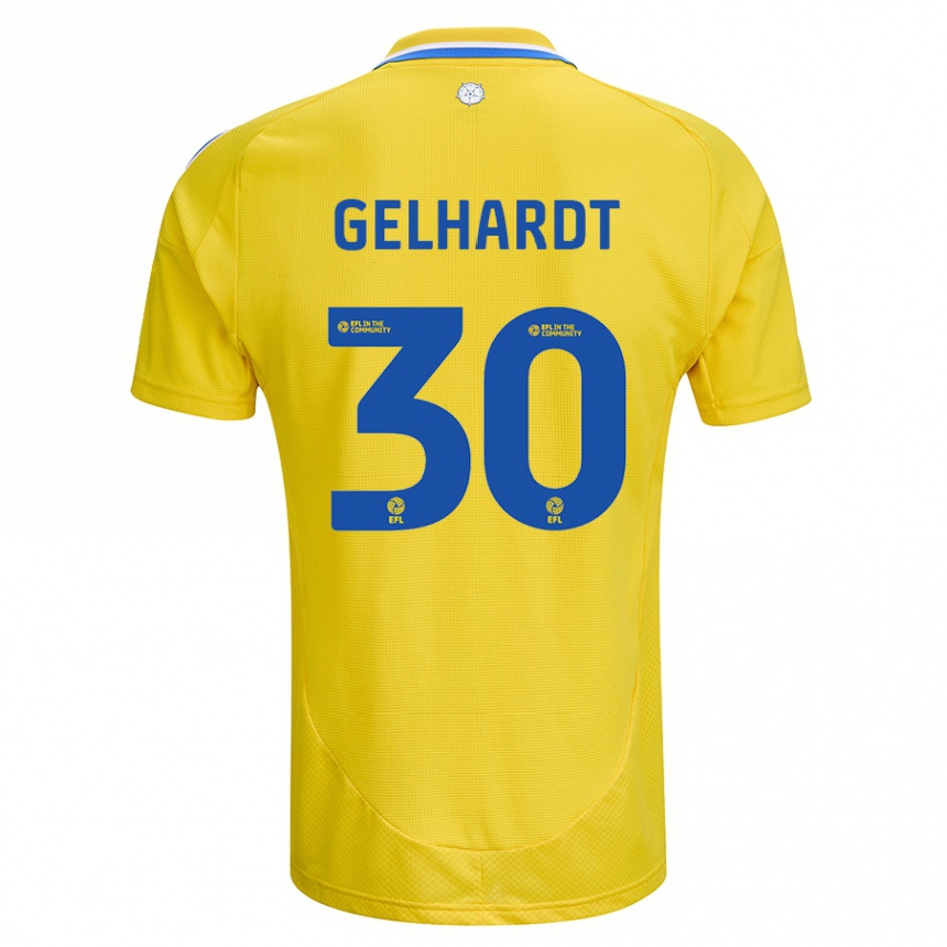 Kids Football Joe Gelhardt #30 Yellow Blue Away Jersey 2024/25 T-Shirt Uk