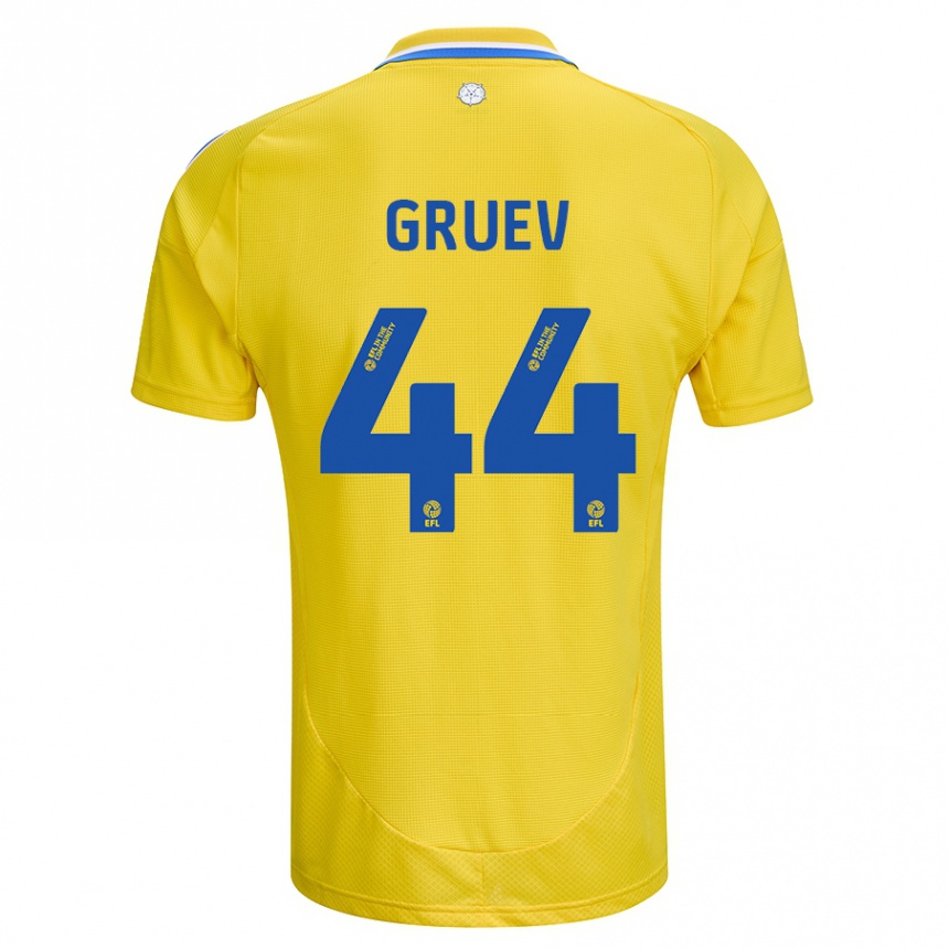 Kids Football Ilia Gruev #44 Yellow Blue Away Jersey 2024/25 T-Shirt Uk