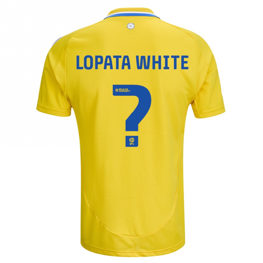 Kids Football Reuben Lopata-White #0 Yellow Blue Away Jersey 2024/25 T-Shirt Uk