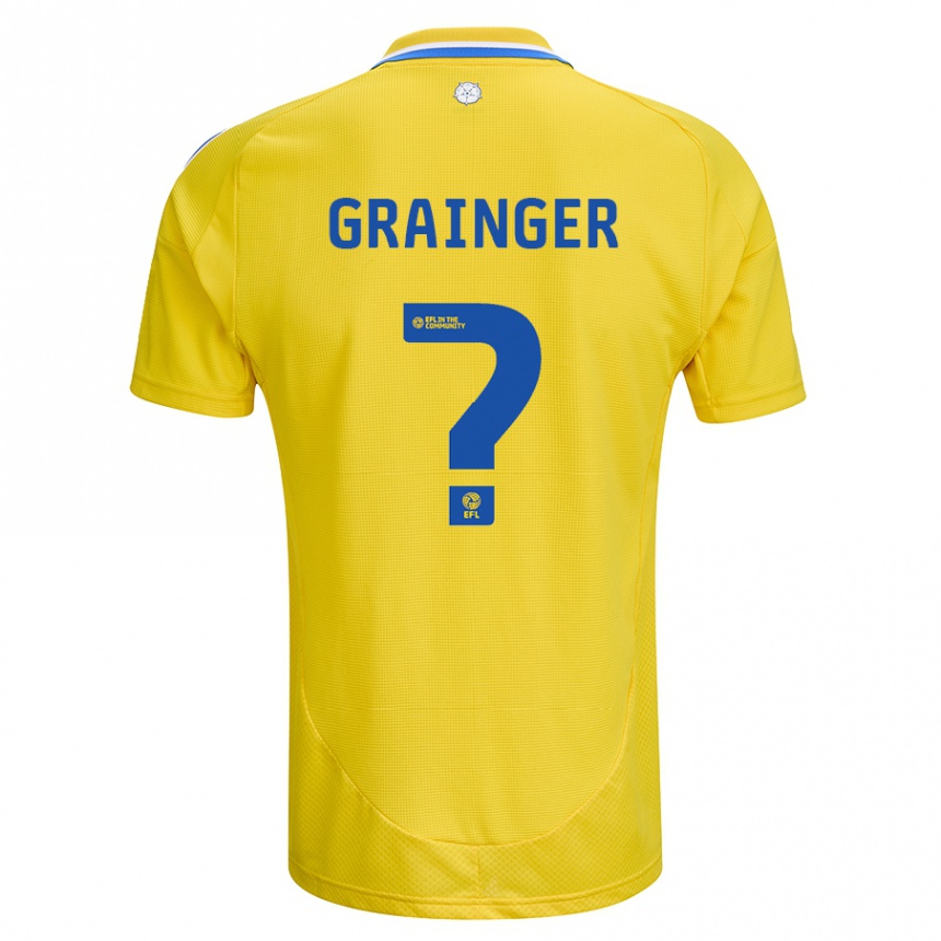 Kids Football Owen Grainger #0 Yellow Blue Away Jersey 2024/25 T-Shirt Uk