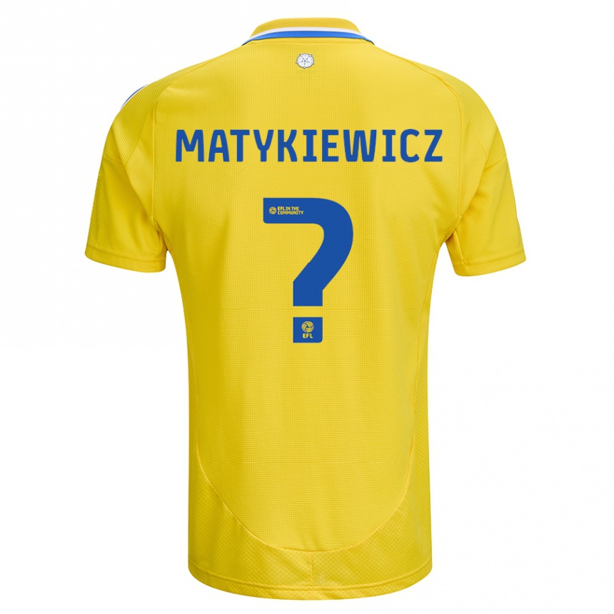 Kids Football Luke Matykiewicz #0 Yellow Blue Away Jersey 2024/25 T-Shirt Uk