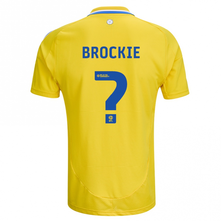 Kids Football Devon Brockie #0 Yellow Blue Away Jersey 2024/25 T-Shirt Uk