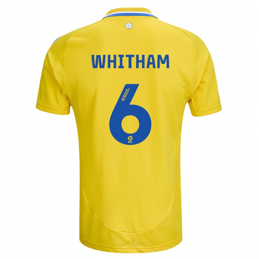 Kids Football Danielle Whitham #6 Yellow Blue Away Jersey 2024/25 T-Shirt Uk