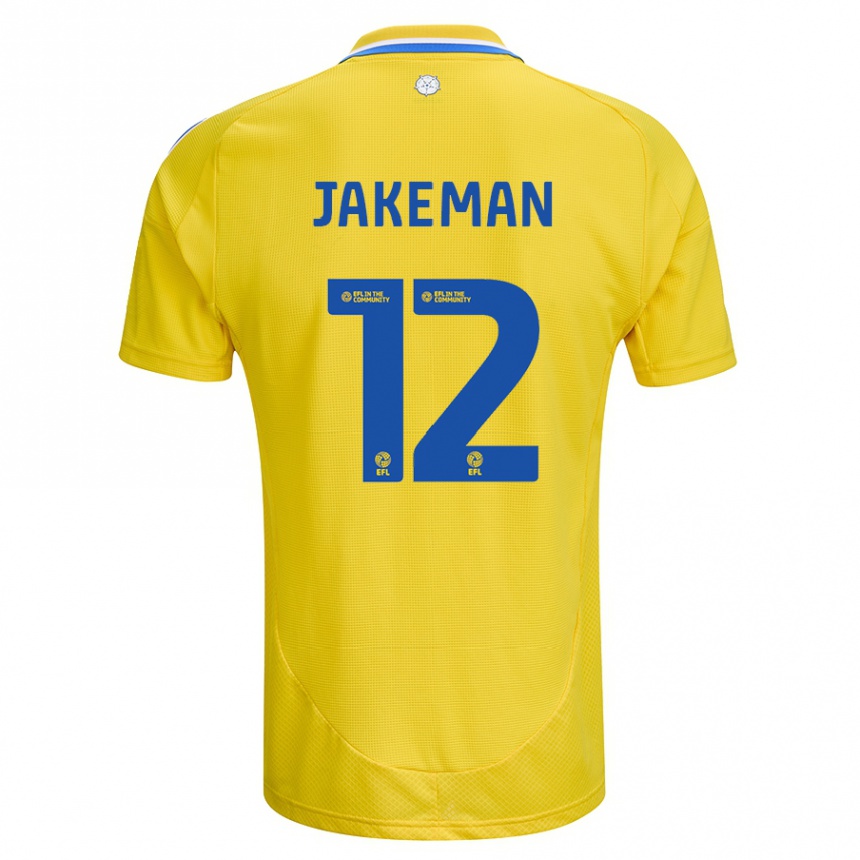 Kids Football Harriet Jakeman #12 Yellow Blue Away Jersey 2024/25 T-Shirt Uk