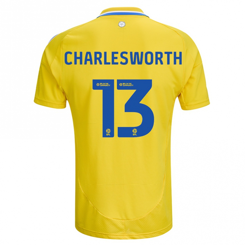 Kids Football Millie Robshaw-Charlesworth #13 Yellow Blue Away Jersey 2024/25 T-Shirt Uk