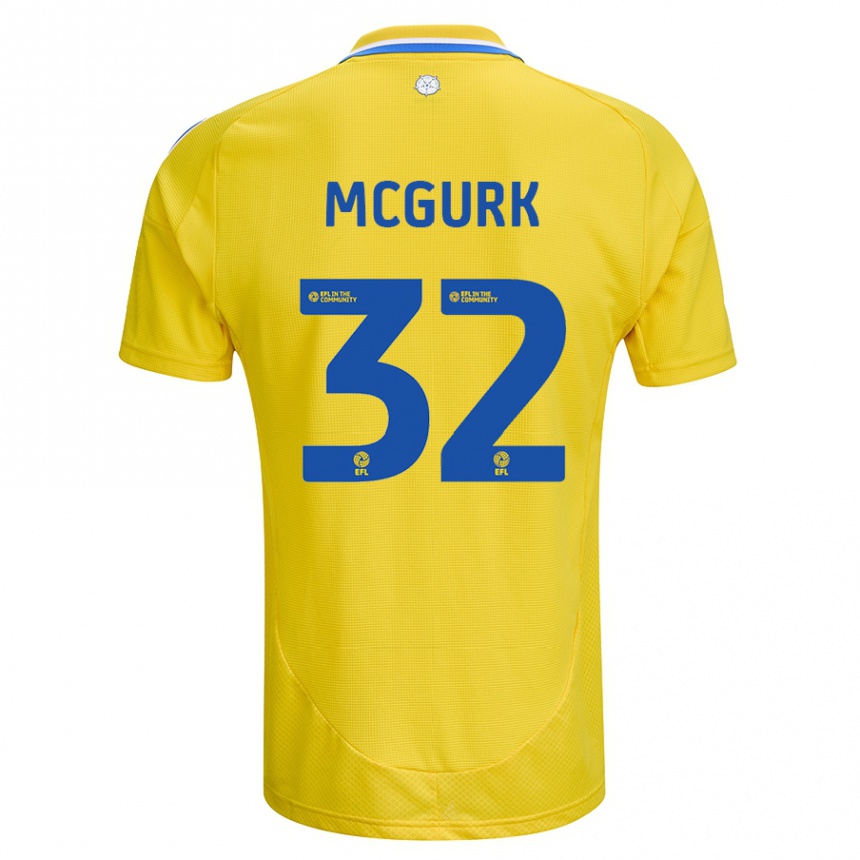 Kids Football Sean Mcgurk #32 Yellow Blue Away Jersey 2024/25 T-Shirt Uk