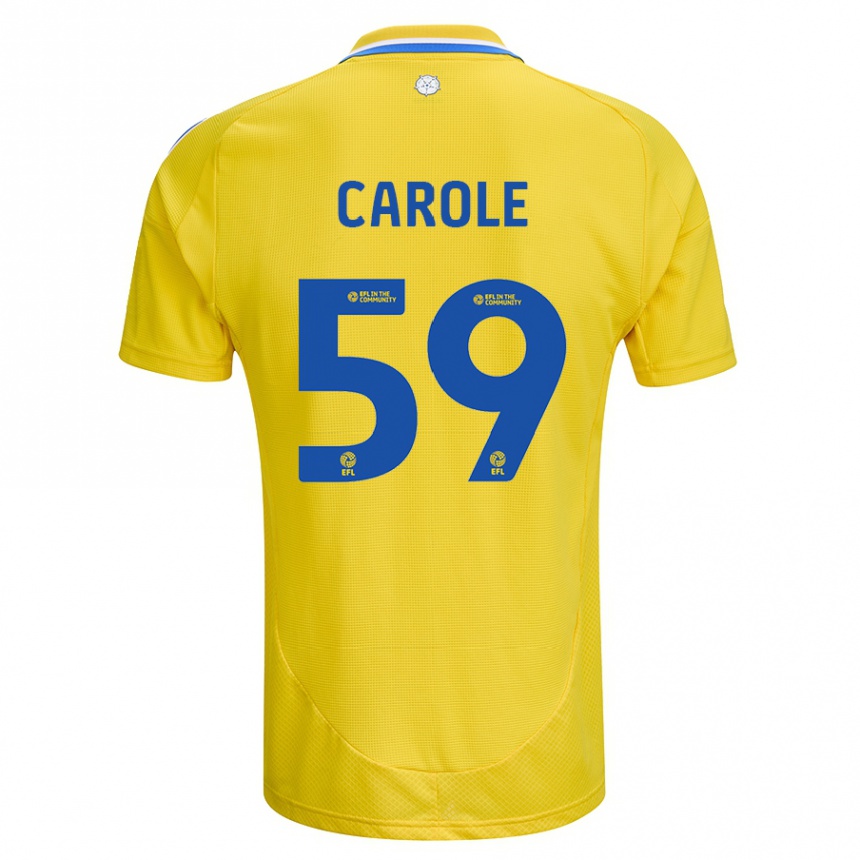 Kids Football Keenan Carole #59 Yellow Blue Away Jersey 2024/25 T-Shirt Uk