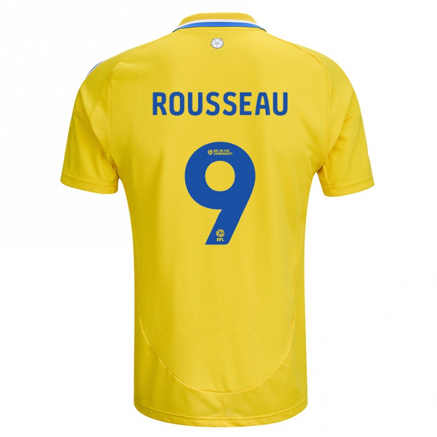 Kids Football Jess Rousseau #9 Yellow Blue Away Jersey 2024/25 T-Shirt Uk