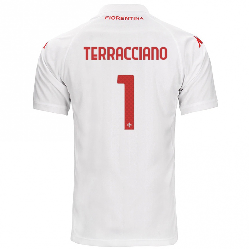 Kids Football Pietro Terracciano #1 White Away Jersey 2024/25 T-Shirt Uk