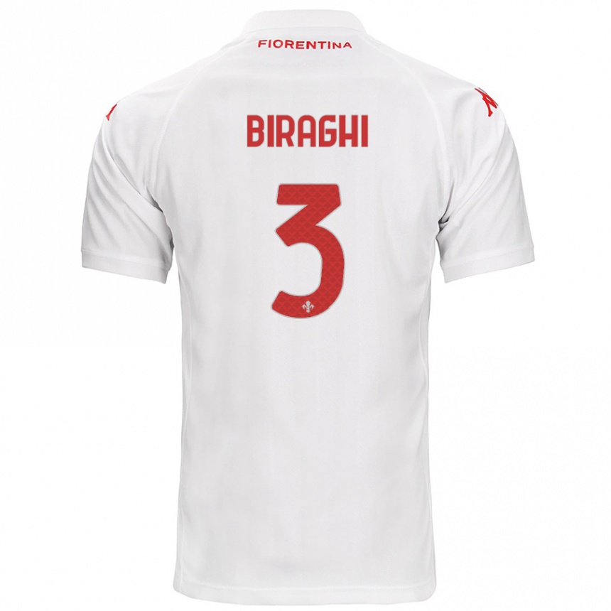 Kids Football Cristiano Biraghi #3 White Away Jersey 2024/25 T-Shirt Uk