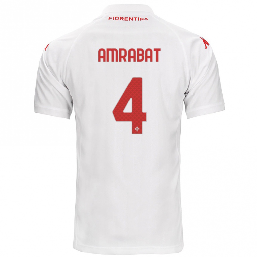 Kids Football Sofyan Amrabat #4 White Away Jersey 2024/25 T-Shirt Uk