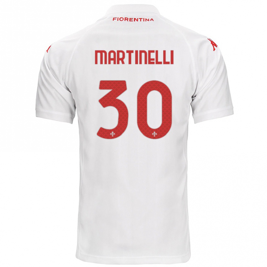 Kids Football Tommaso Martinelli #30 White Away Jersey 2024/25 T-Shirt Uk