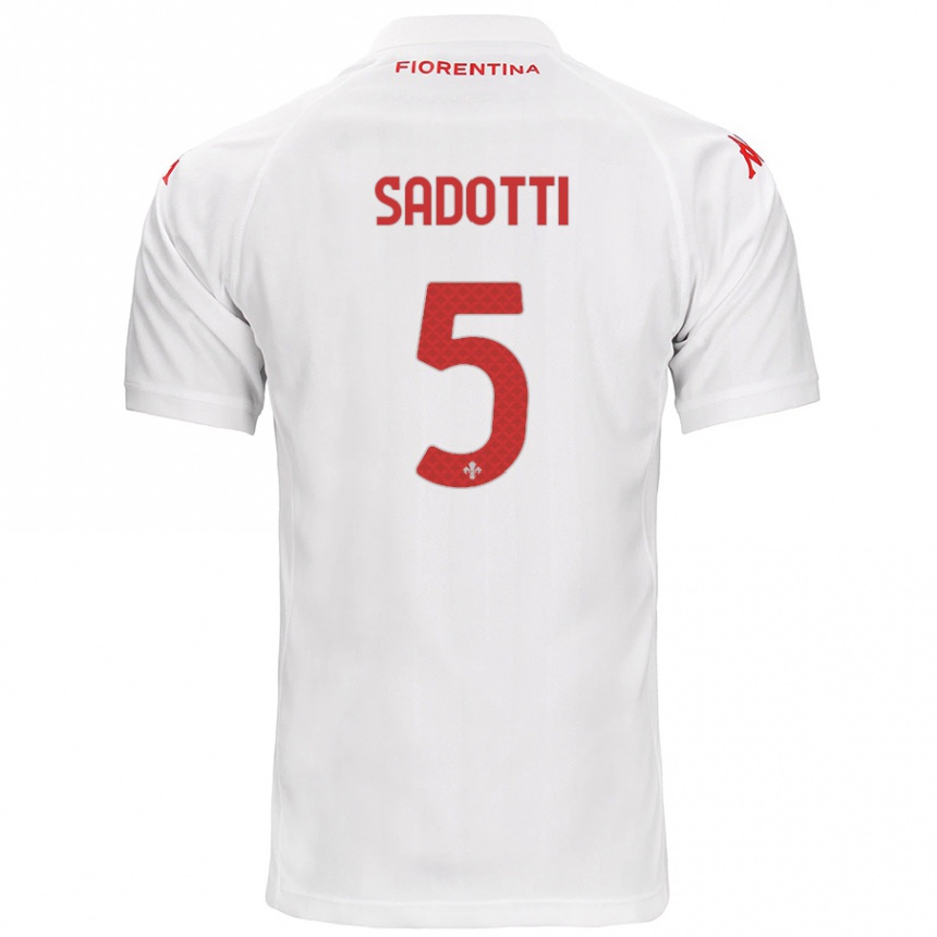 Kids Football Edoardo Sadotti #5 White Away Jersey 2024/25 T-Shirt Uk