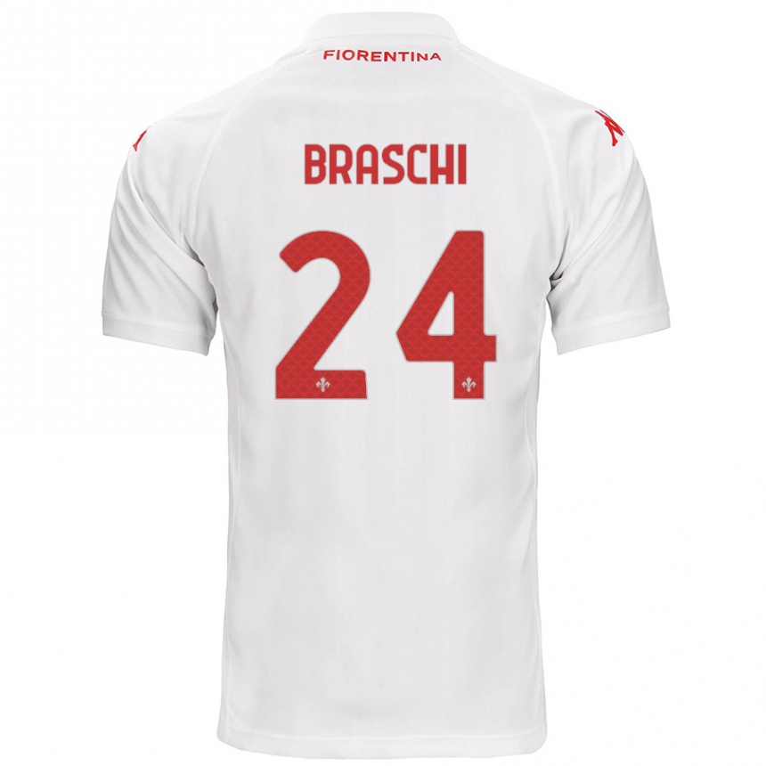 Kids Football Riccardo Braschi #24 White Away Jersey 2024/25 T-Shirt Uk