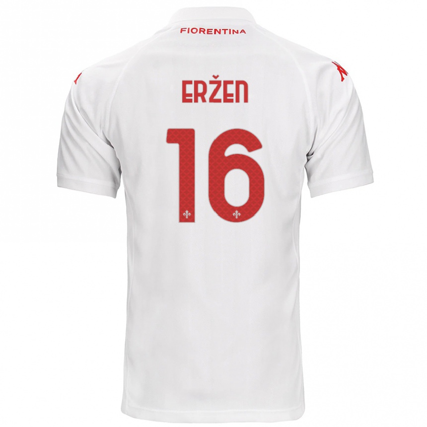 Kids Football Kaja Erzen #16 White Away Jersey 2024/25 T-Shirt Uk