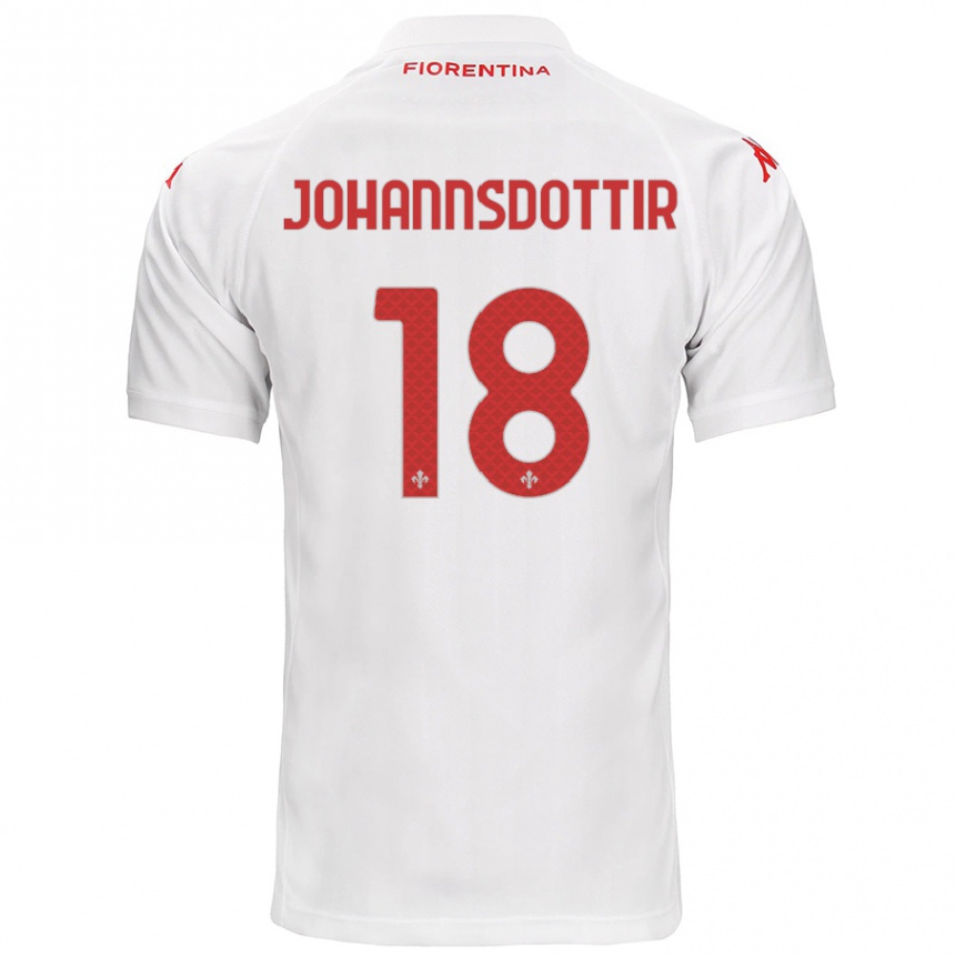 Kids Football Alexandra Jóhannsdóttir #18 White Away Jersey 2024/25 T-Shirt Uk