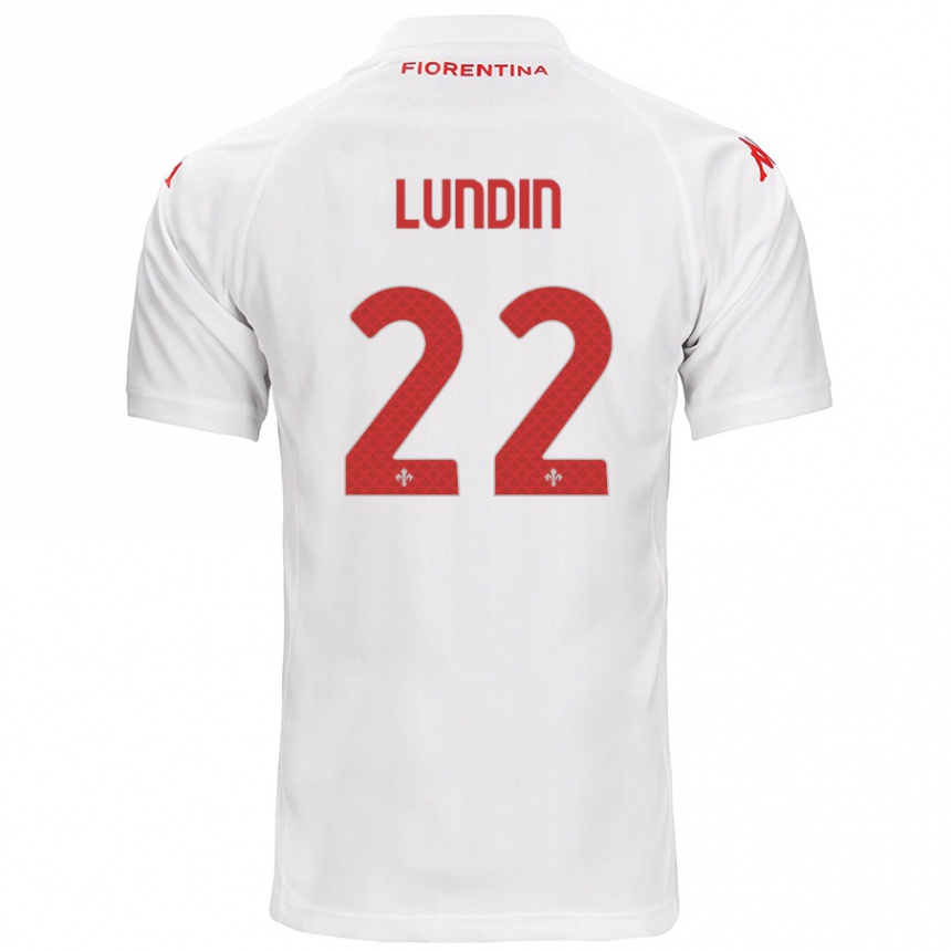 Kids Football Karin Lundin #22 White Away Jersey 2024/25 T-Shirt Uk