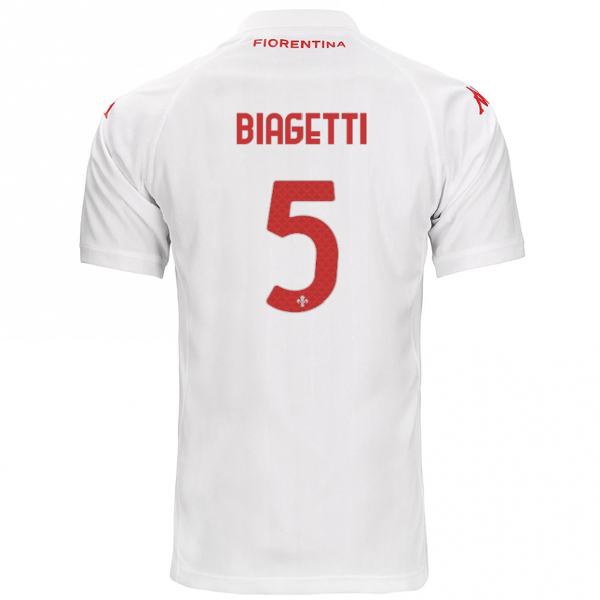 Kids Football Christian Biagetti #5 White Away Jersey 2024/25 T-Shirt Uk