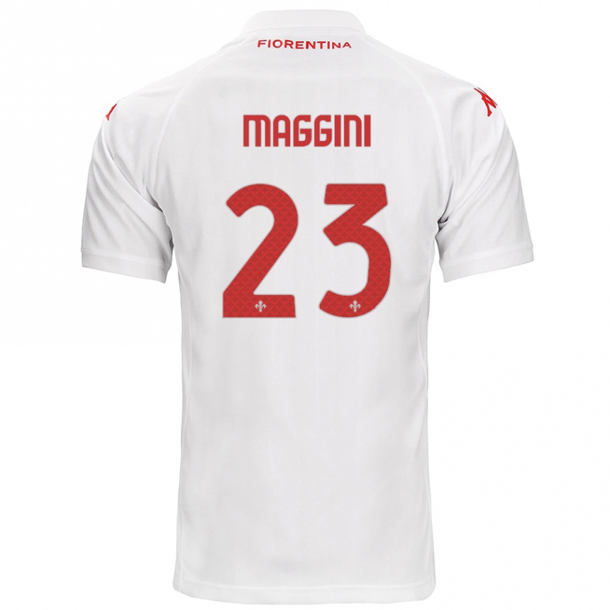 Kids Football Filippo Maggini #23 White Away Jersey 2024/25 T-Shirt Uk