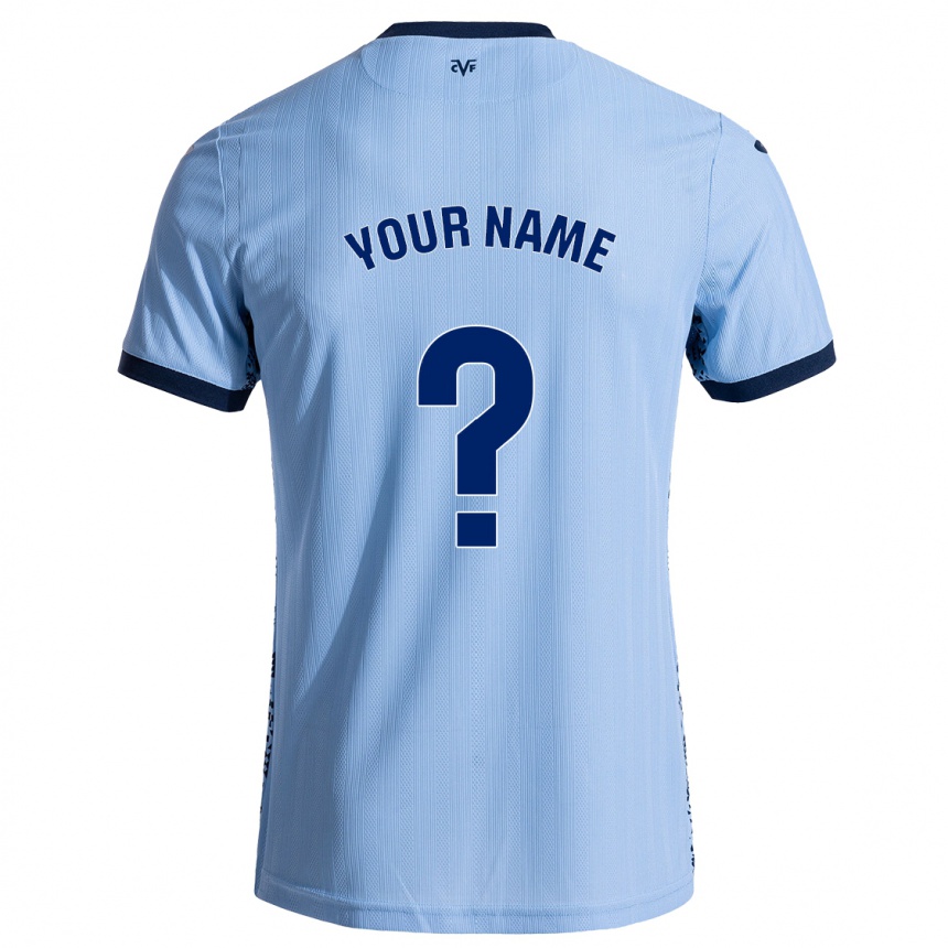 Kids Football Your Name #0 Sky Blue Away Jersey 2024/25 T-Shirt Uk