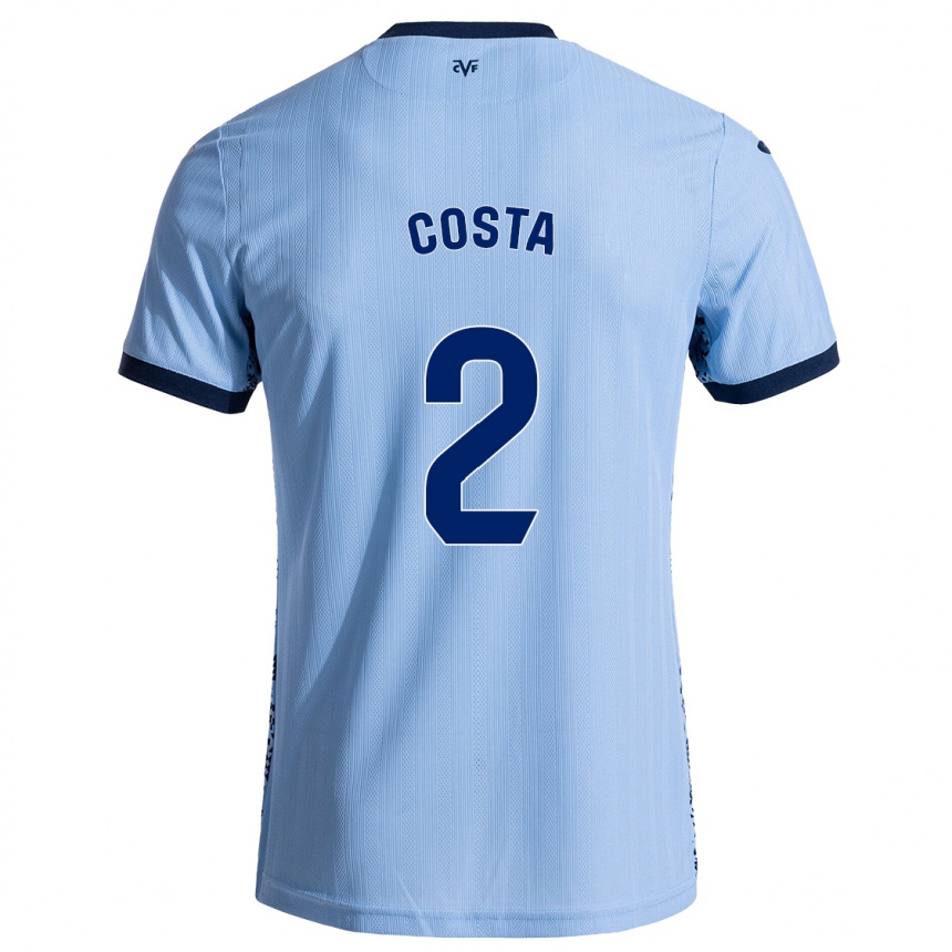 Kids Football Logan Costa #2 Sky Blue Away Jersey 2024/25 T-Shirt Uk