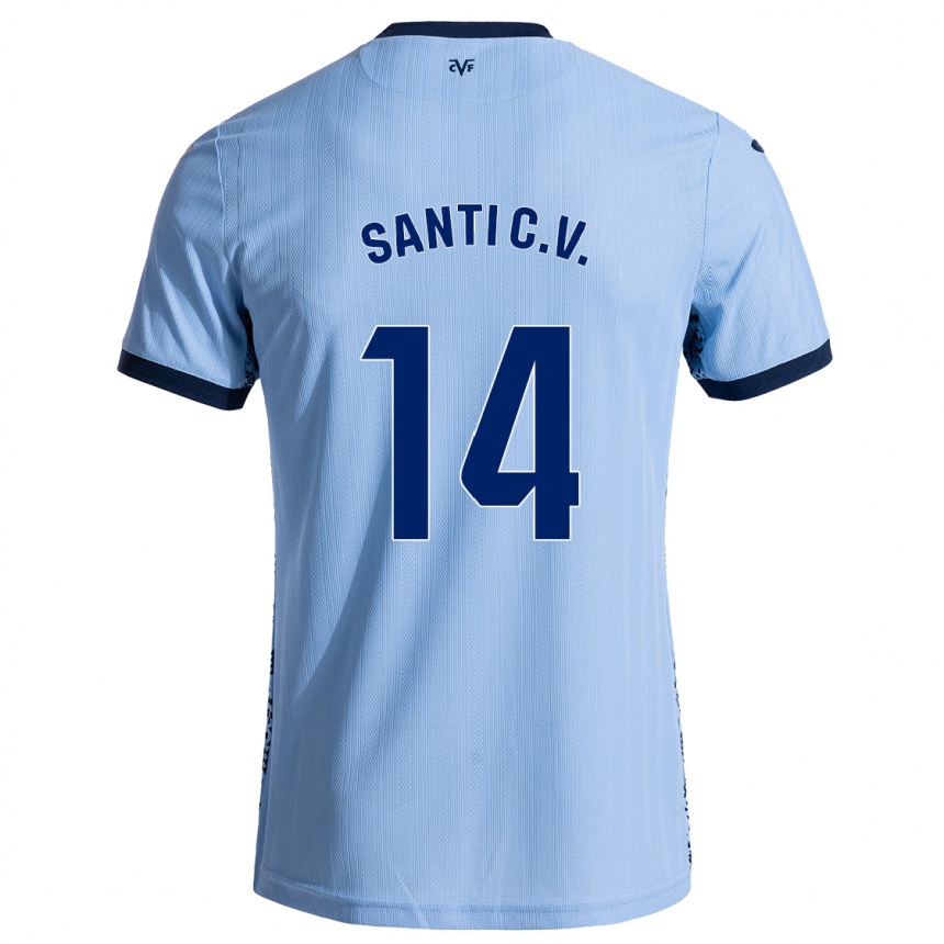 Kids Football Santi Comesaña #14 Sky Blue Away Jersey 2024/25 T-Shirt Uk