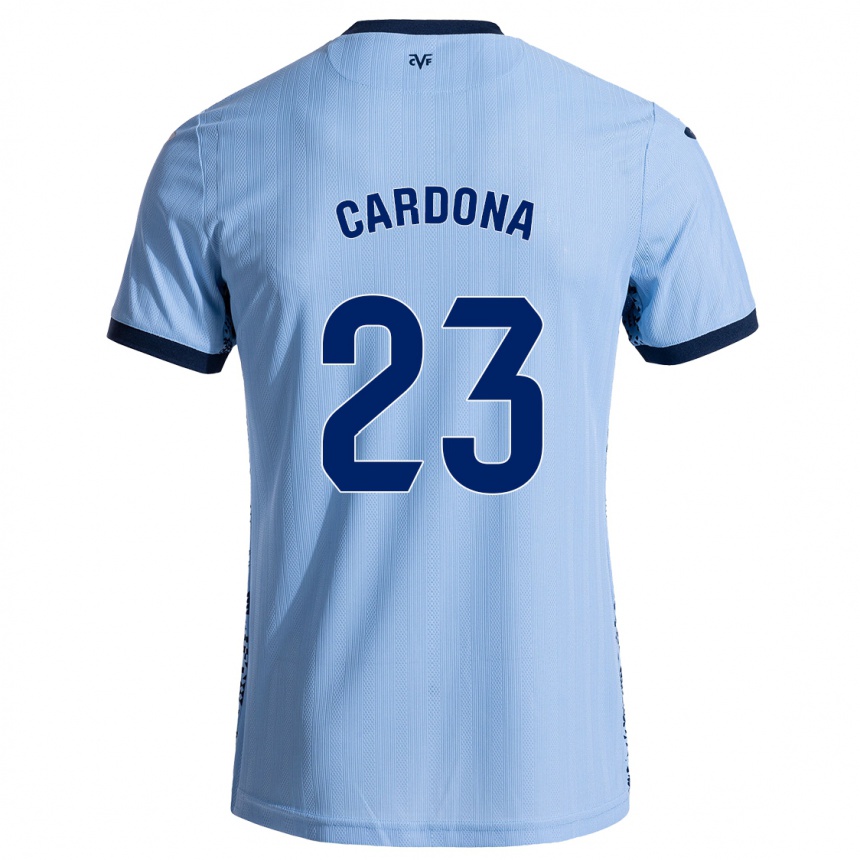 Kids Football Sergi Cardona #23 Sky Blue Away Jersey 2024/25 T-Shirt Uk