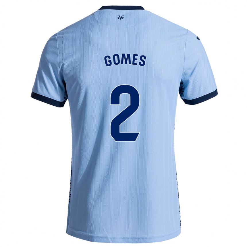 Kids Football Vique Gomes #2 Sky Blue Away Jersey 2024/25 T-Shirt Uk